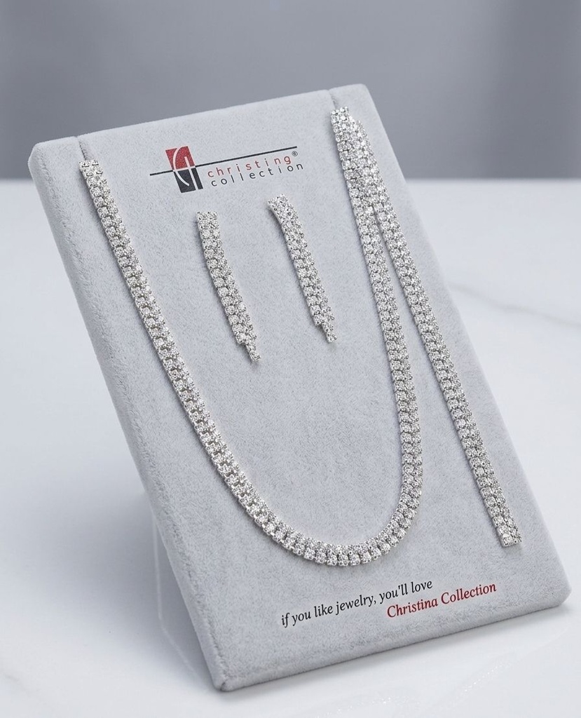 CHRISTINA COLLAR-ARETES-PULCERA PLATEADO