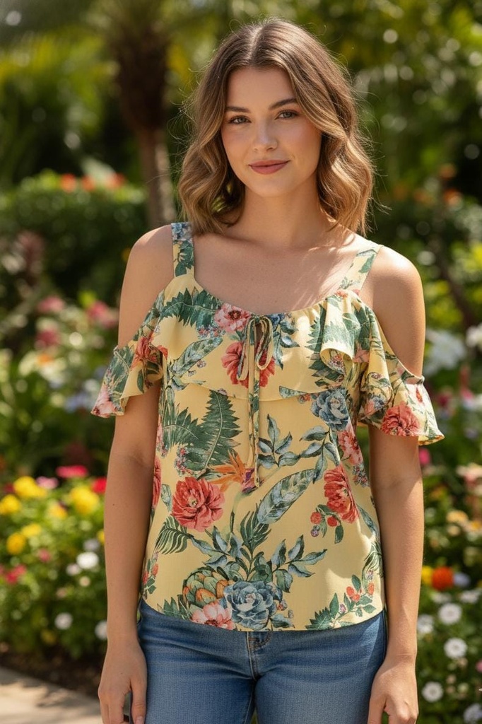 APRIL BLUSA MUJER AMARILLO FLORES CLRS 8511A