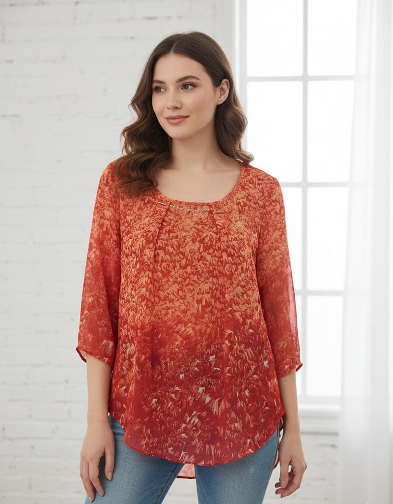 MILANO BLUSA MUJER ROJO VINO ESTAMPADO 8754Y7321