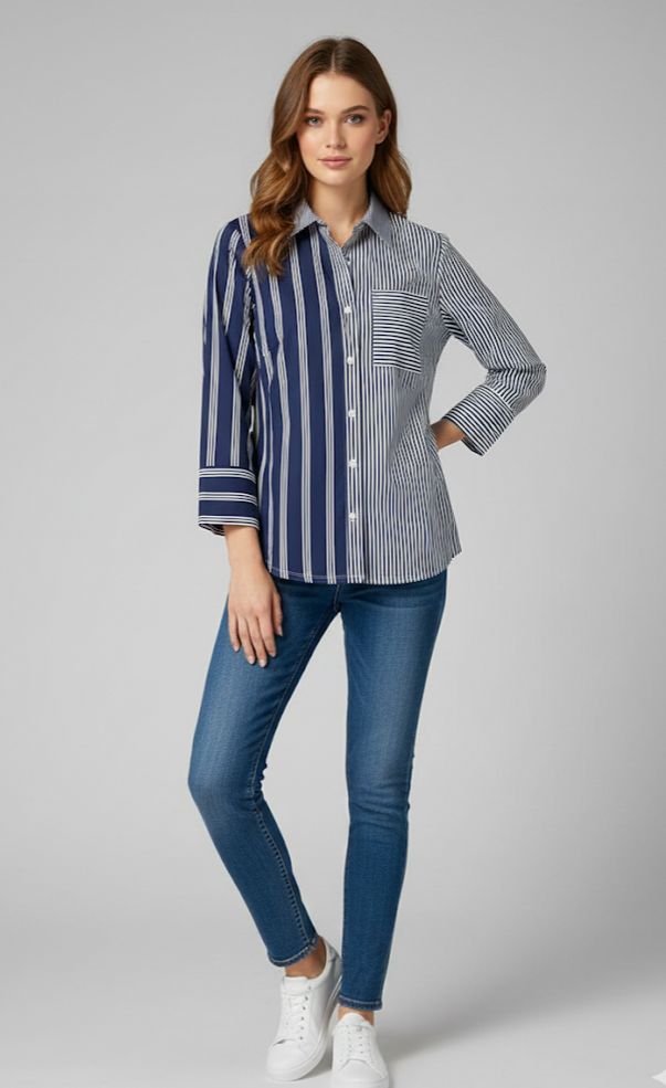 ZAC&RACHEL BLUSA AZUL RAYAS BLC ST817Z87C