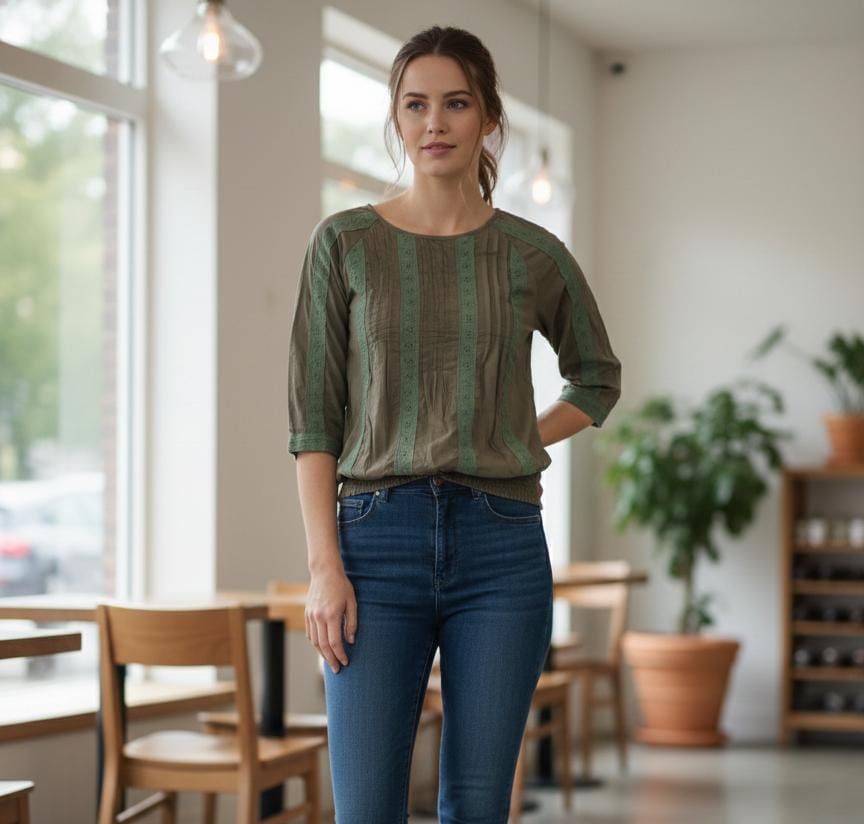 UNA CORE BLUSA MUJER VERDE OLIVO 95044