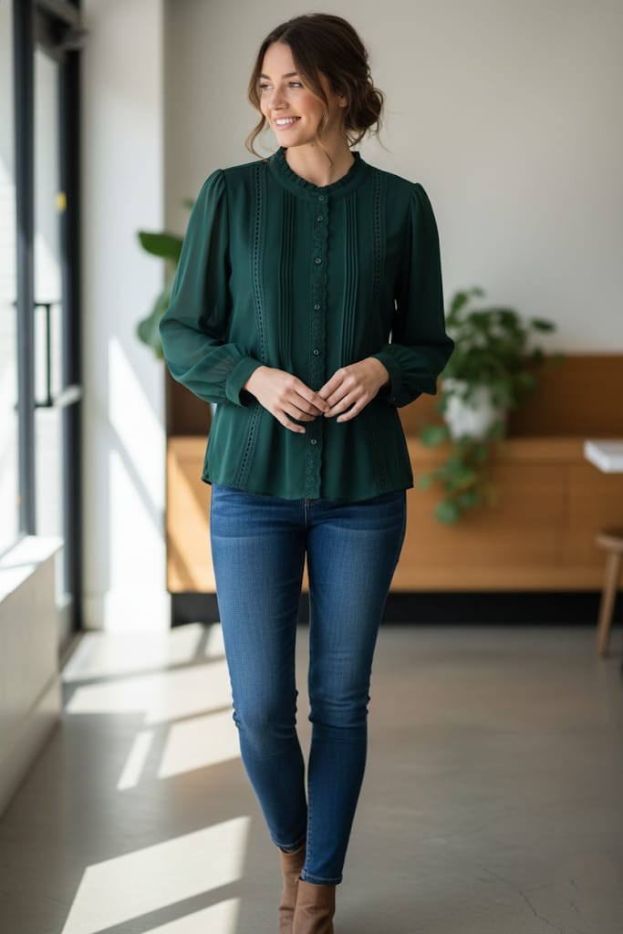 ADRIANNA PAPELL BLUSA VERDE MUJER AD1S302395