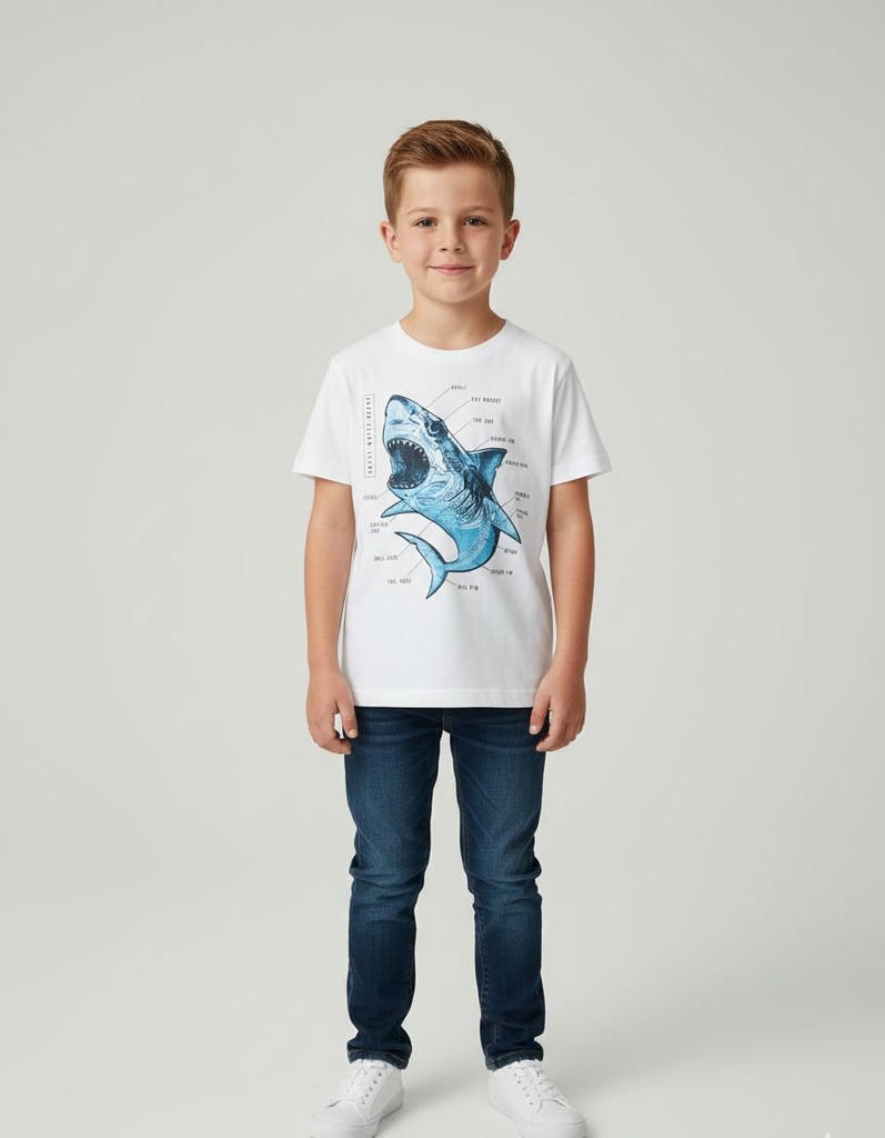 OLD NAVY CAMISETA NIÑO BLANCO TIBURON
