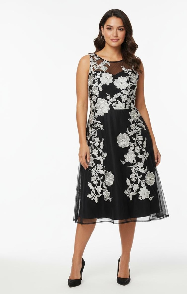 SANDRA DARREN VESTIDO MUJER NGR-BEIGE FL SANDRA