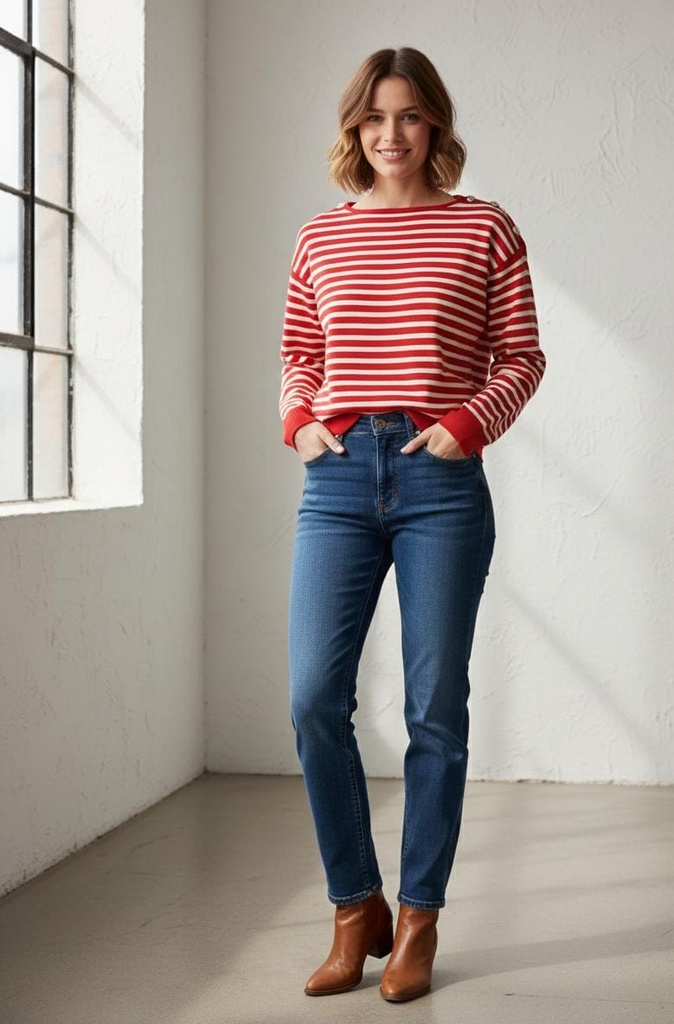 ACTIVE SUETER ROJO-BLC BOTONS ZZSW14834R