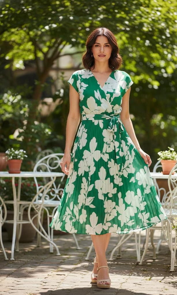 SANDRA DARREN VESTIDO VERD FLRS BLANC 77564