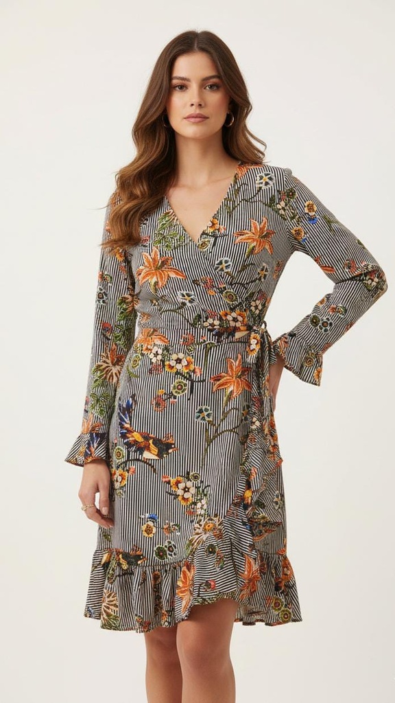 GRYFFLIN VESTIDO RAYAS FLRS PAJARO 15239