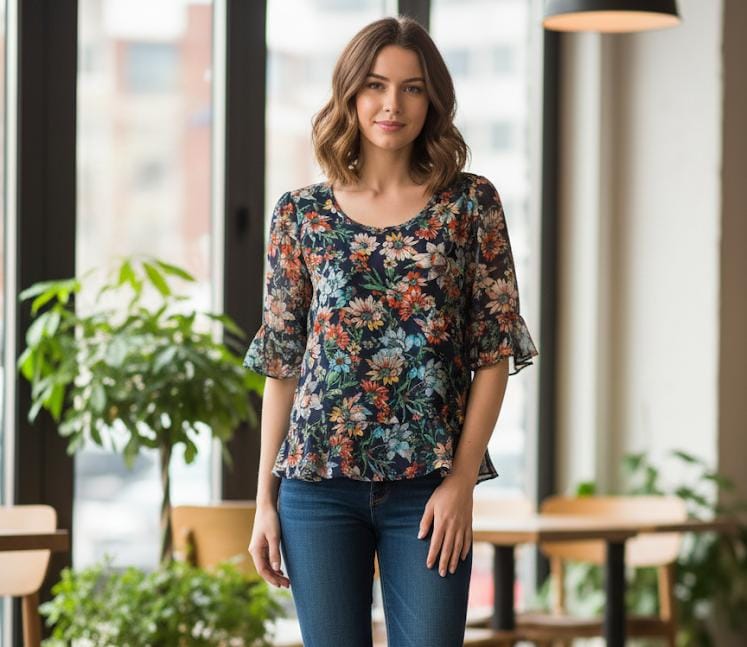 SIONI BLUSA MUJER AZL MARINO FLORES 9743Z7618