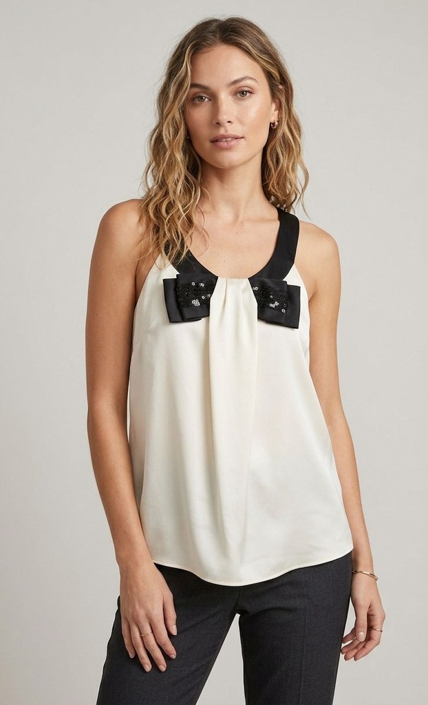 BLUSA BLANCA CHINCO NEGRO BRILLANTE 131435