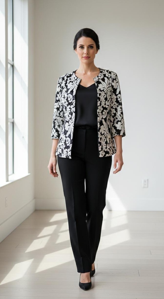 ALEX BLAZER NEGRO FLRS BLANCO