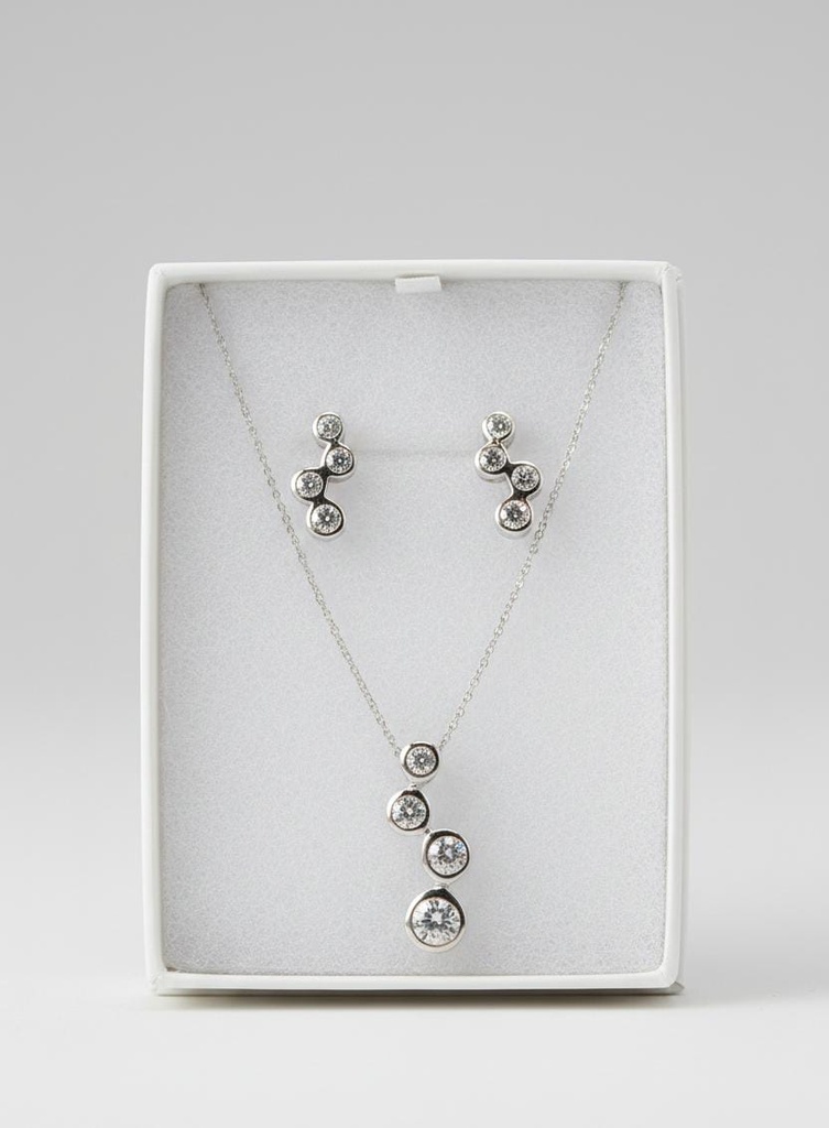 SET PLATA ARETES-CADENA PIEDRAS