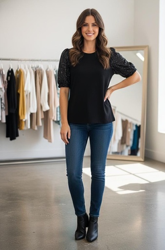 ANNE KLEIN BLUSA NEGRO BRILLANTE 10916737