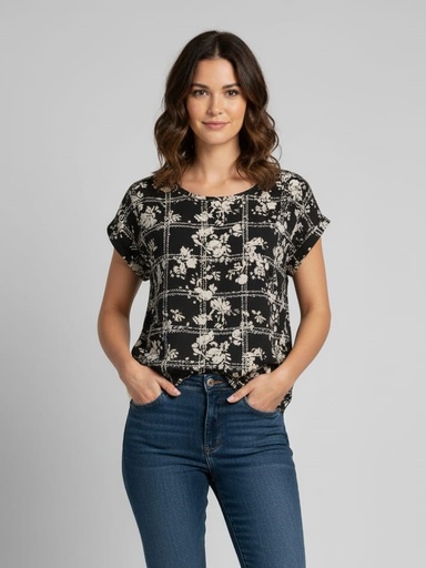 JONES BLUSA NEGRO FLRS ROSA 10928569