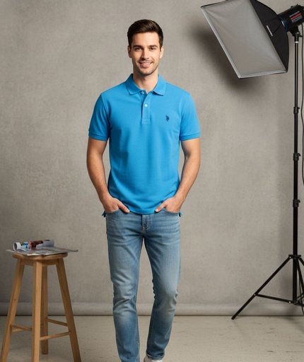 [11601588A] POLO CAMISETA AZUL HOMBRE