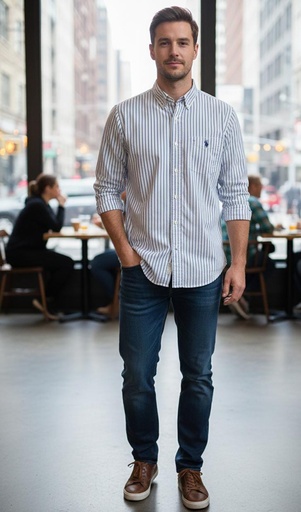 POLO CAMISA RAYAS AZUL-BLANCO 11C373XL