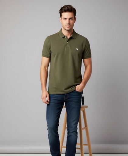 [11C58130VO] POLO CAMISETA VERDE OLIVO HOMBRE