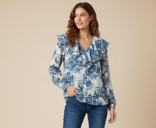 [12223JC8101] MILANO BLUSA MUJER CELESTE AZUL FLRS