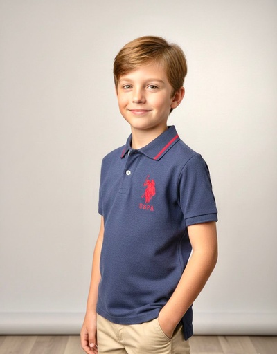 [128032V1] POLO CAMISA NIÑO AZUL MARINO