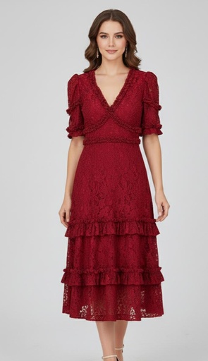 JUST ME VESTIDO MUJER ROJO VINO 147921