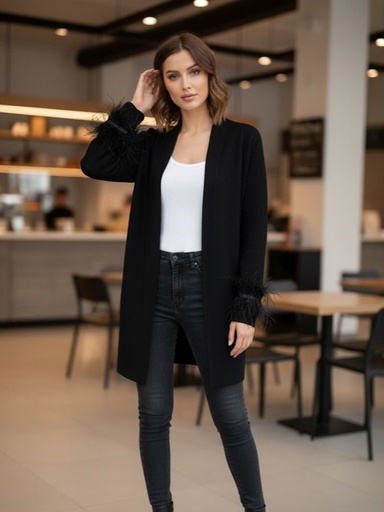 SIONI SUETER NEGRO PLUMAS 14927