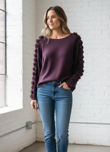SIONI BLUSA-SUETER MORADO FLRS 15955
