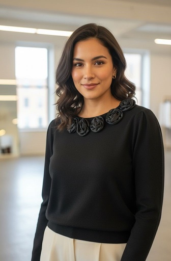 AAEDA BLUSA-SUETER NEGRO FLRS 16097N