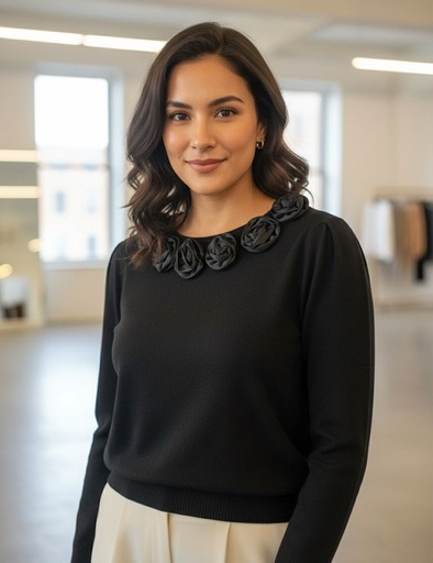 AAEDA BLUSA-SUETER NEGRO FLRS 16097N