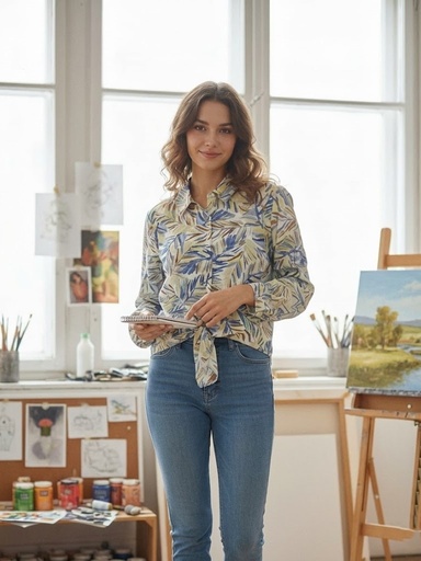 SIONI BLUSA CREMA HOJAS 16105PL8524