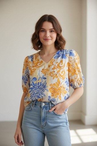 SIONI BLUSA CREMA FLRS 16107PL8514