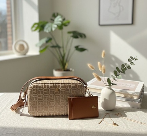 [197735082378] TOMMY SET CARTERA-TAJETERO BEIGE