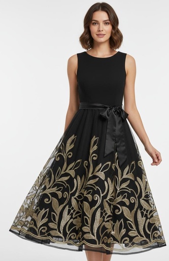 [1D678B] CHETTA B VESTIDO MUJER NEGRO-DORADO