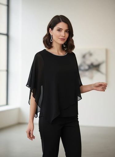 [1RN954NB] JM STUDIO BLUSA NEGRA BRILLANTE