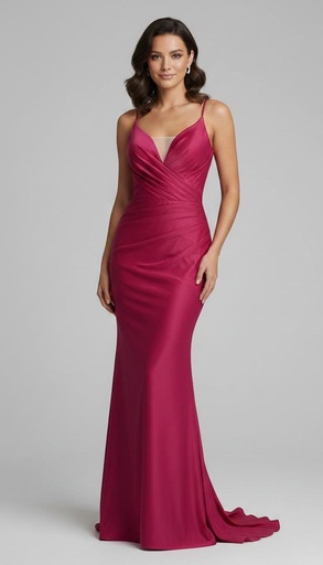 [2032] COLORS VESTIDO ROJO/VINO