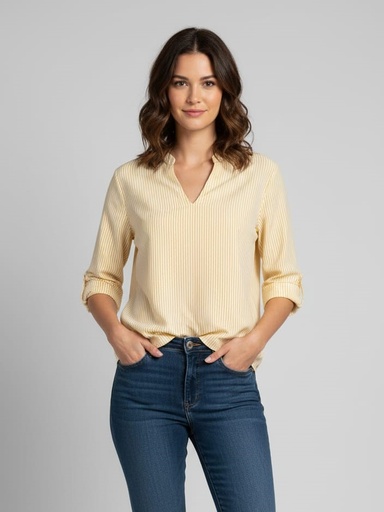 [2107] GADA BLUSA AMARILLO- BLANCO