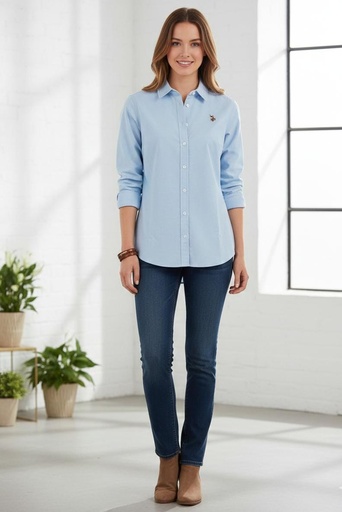 POLO CAMISA CELESTE MUJER 215859YIC