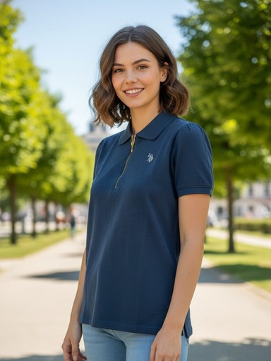 POLO CAMISETA AZUL MARINO MUJER 2163226EA
