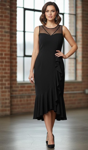 [2295] R&M RICHARDS VESTIDO MUJER NEGRO