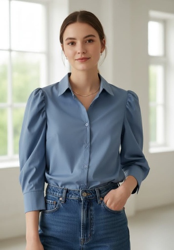 [23241A] CIEN BLUSA MUJER AZUL