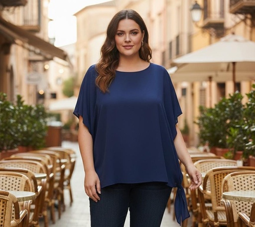 [2840] ESPRESSA BLUSA MUJER AZUL PLUS 2840