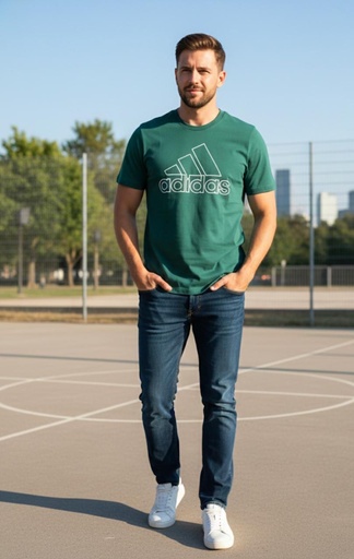 [28L001] ADIDAS CAMISETA HOMBRE VERDE OSCURO