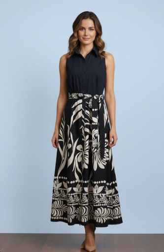 STUDIO ONE VESTIDO AZUL M-FLRS BLANCO 2979