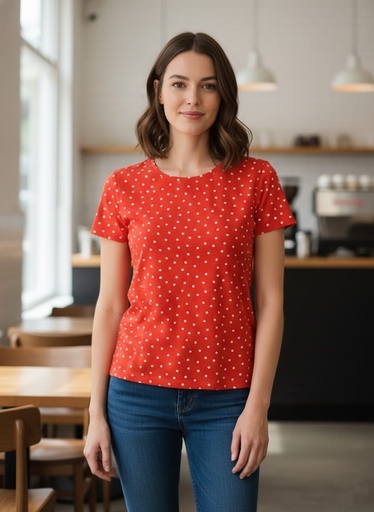 ANN TAYLOR BLUSA ROJO PNTS BLC 33205328