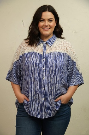 COLETTE BLUSA AZUL RAYAS BLANCO 3383