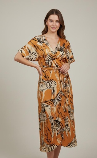 [34465D] MILK&HONEY VESTIDO CAFE TIGRE MUJER