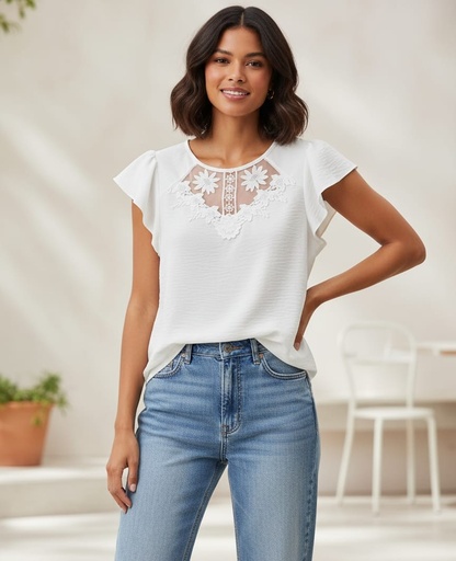 [3507B] TOGETHER BLUSA BLANCO MUJER