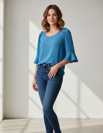 [3541A] TOGETHER BLUSA AZUL MUJER
