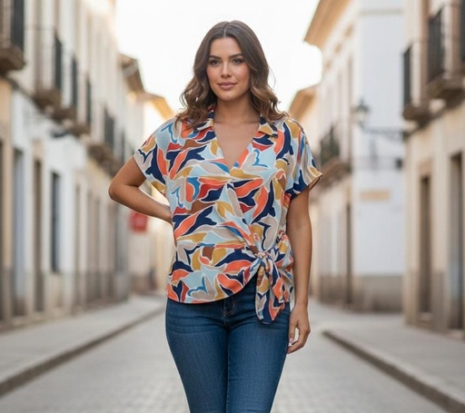 [36012T] MILK&HONEY BLUSA ESTAMP.CLRS MUJER