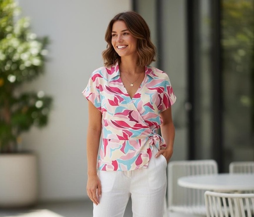 [36012TM] MILK&HONEY BLUSA ROSA ESTAMP. CLRS