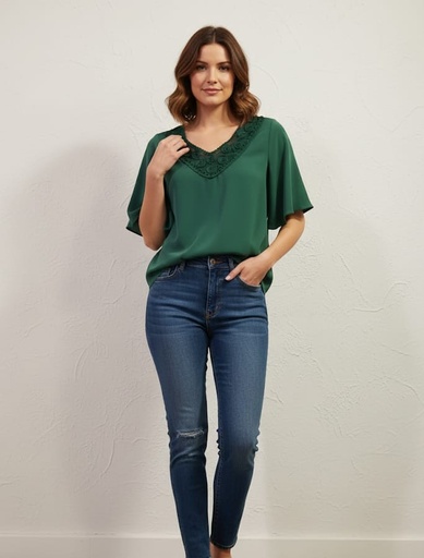 TOGETHER BLUSA VERDE OSCURO 3655VO