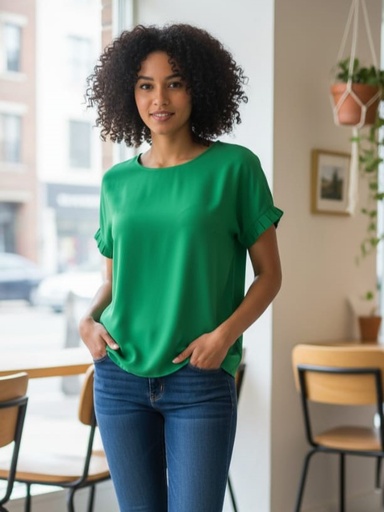 [38446TE] MILK&HONEY BLUSA VERDE MUJER